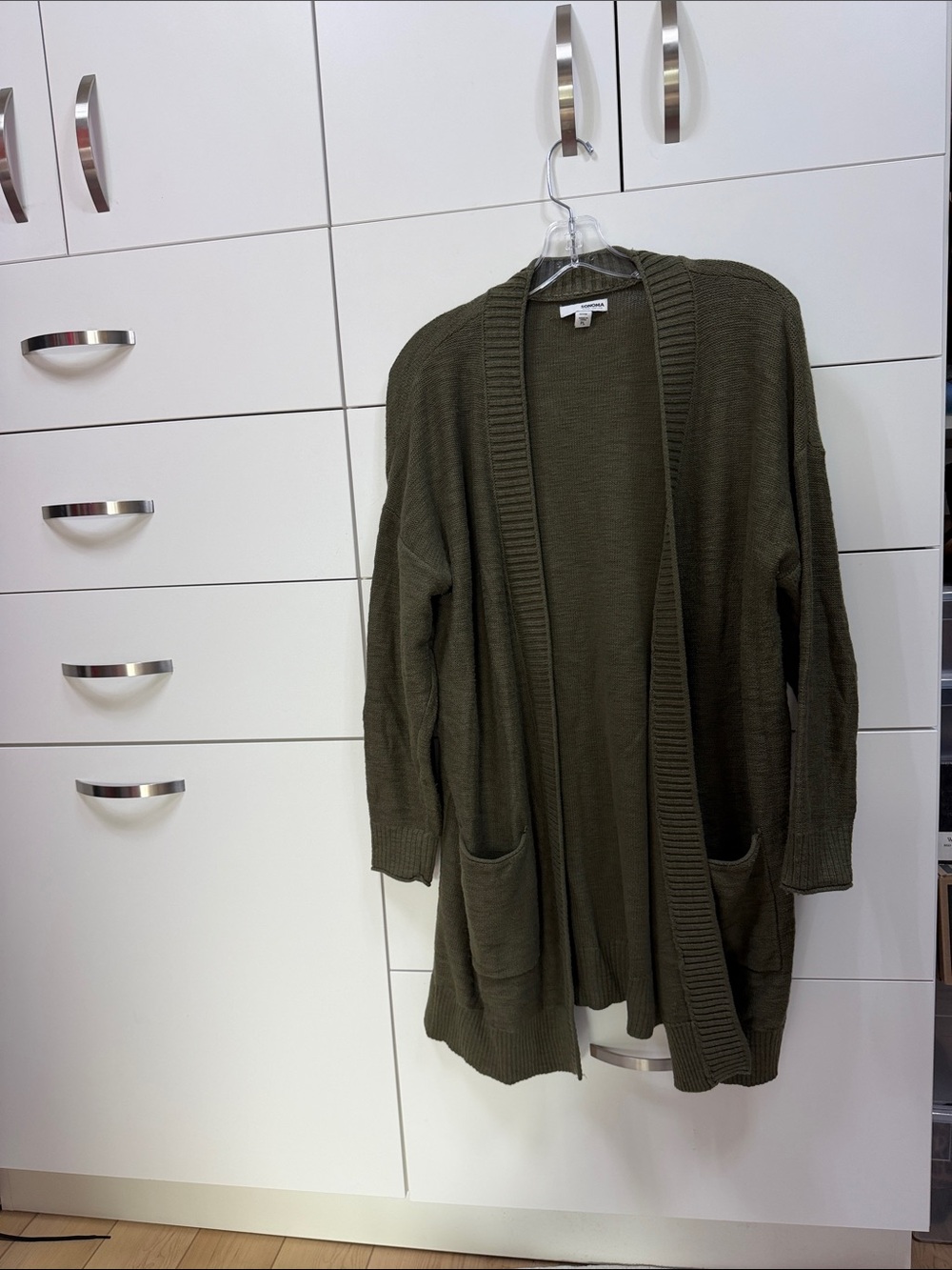 Sonoma Olive Green Open-Front Knit Cardigan